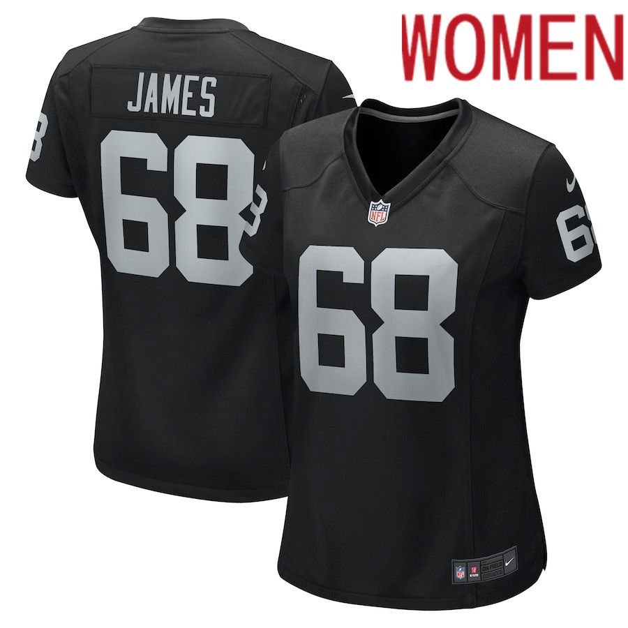 Women Oakland Raiders #68 Andre James Nike Black Game NFL Jersey